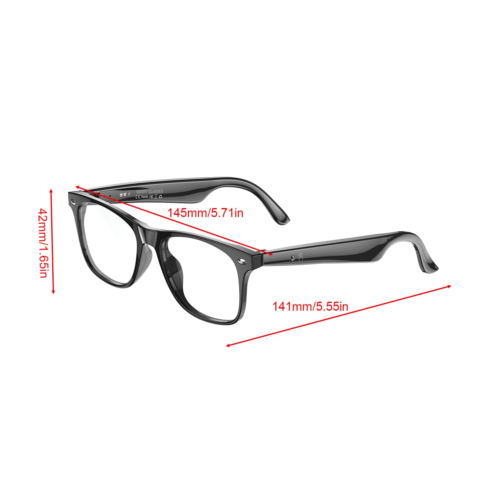 Lazmin112 Gafas Inteligentes Ligeras y Cómodas con Reducción de Ruido ENC para Mujeres y Hombres, Traducción de Audio, Llamadas IP65 a Prueba de Lluvia