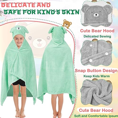 Image of Xtinmee 4 Pcs Hooded Bath Towels with Bear Ears, 28x47 inch,Vivid Color