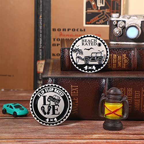 2 Pieces Metal Car Badge 3D Round Automotive Badges Nice Car Stickers 4 X 4 Car Decal Compatible With Circle Car Emblem Badge Decal For Motorcycle Vehicles Bumpers Trucks (Beach Rated) #TOP4