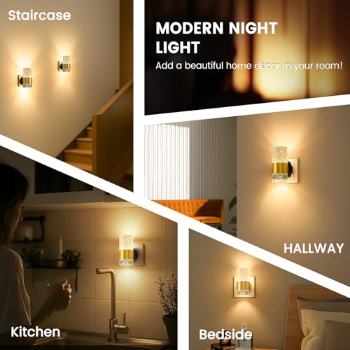 2 Pack Night Light Plug in Wall for Living Room, Bedroom & Hallway, Nightlight with Dusk to Dawn Sensor, LED Bedside Lamp Wireless for Home Decor & Accessories, Adjustable Brightness 0-100LM, 3000K - Image 2