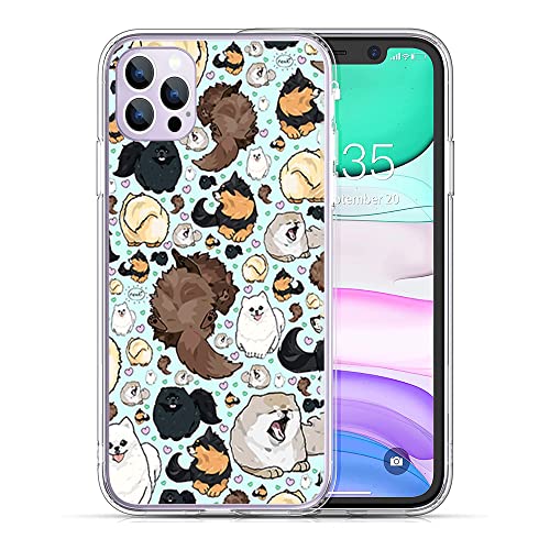 Compatible for iPhone 14 Case, Cute Pomeranian Retro Printed iPhone Case Shockproof Protective Clear Soft TPU Case Gift for Girls Women