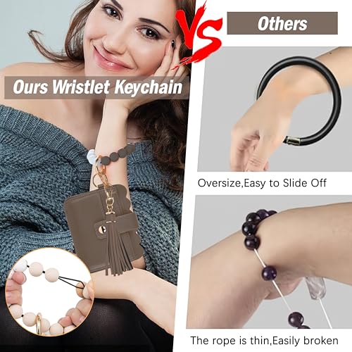 Image of Wristlet Wallet for Women with Keychain - RFID Card Holder Small Wallet Wristlet with Key Ring