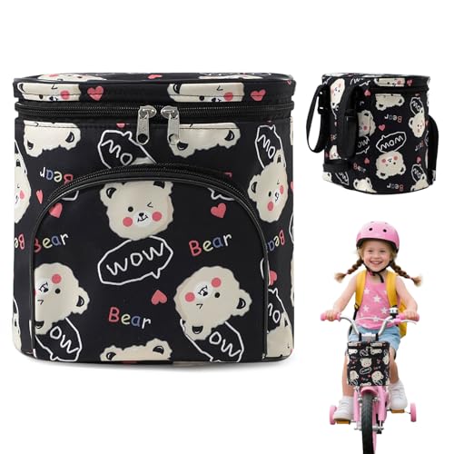 Yoassi Sacoche de Vélo pour Enfant Imperméable, Panier Avant Guidon de Vélo à Fixation en Trois Points, Sac de Guidon pour Tricycle/Scooter/Vélo d'Équilibre,21 * 21 * 14cm