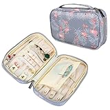 Teamoy Travel Jewelry Organizer Case, Jewelry Storage Bag for Necklaces, Earrings, Bracelets, Rings, Brooches and More, Flamingo