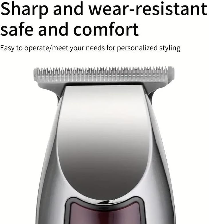 Silver and Maroon - Profressional Stainless Steel Hair Clipper/Trimmer for Salons Barbers & Personal Use All Types of Hair. Rechargeable Battery Cordless Trimmer with Extra Guards