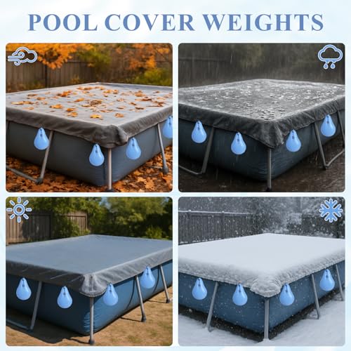16 pesos para cobertor de piscina con ganchos, 16-pack miniatura 5