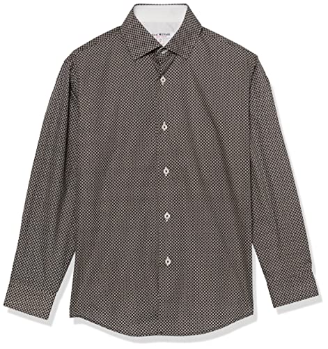 Isaac Mizrahi Boy's Long Sleeve Boxes Pattern Button Down Shirt