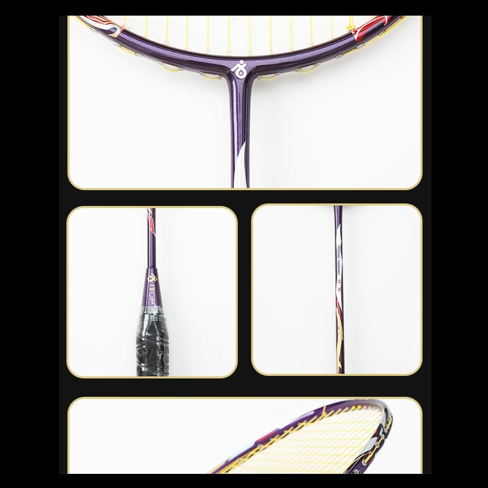 Carbon Fiber Badminton Racket 4U Super Lightweight Badminton Racque with 1 Hand Glue,1 Carrying Bag for Outdoor Backyards Gym Park Playground Sports