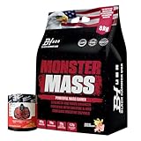 MONSTER Mass Gainer 4KG / 8KG – High Calorie Weight Gainer Protein Powder for Muscle & Mass Gain – Protein Carb Shake – Bulking Muscle Builder – FREE BCAA – Black Hammer USA (8000g, Banane Erdbeere)