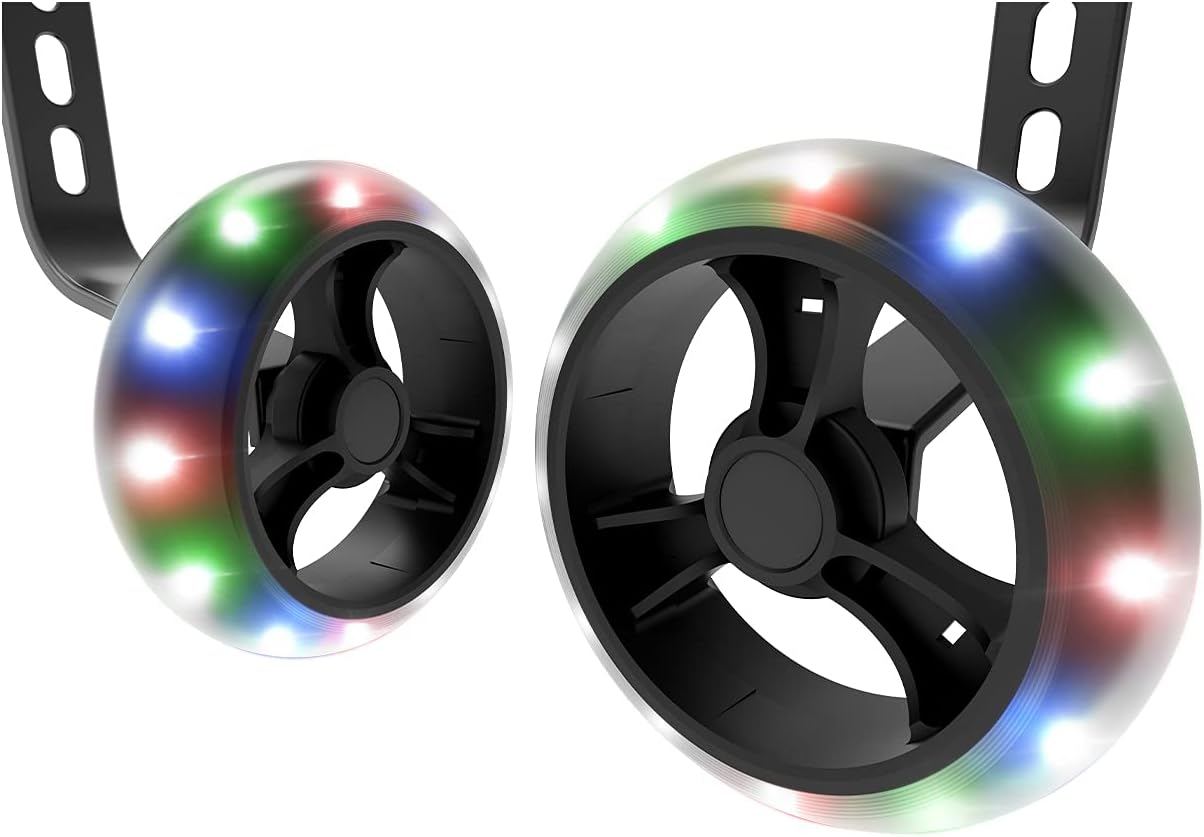 Jetson Spark Light-Up Training Wheel Accessory, Includes Motion Activated Light-Up Wheels, 4 Inch Wheels, Fits Most Bike Wheels From 12” to 20”, Steel Brackets, Ages 3+, Black, JSPARK-BLK : Sports & Outdoors