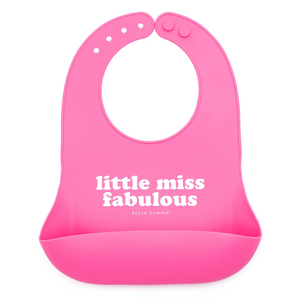 BELLA TUNNOWonder Bib - Adjustable Silicone Baby Bibs for Girls, Durable and Waterproof BPA Free Silicone, Little Miss Fabulous
