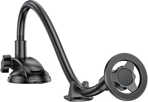 Soporte de cuello de cisne para teléfono de automóvil, brazo largo para parabrisas y tablero de instrumentos con ventosa fuerte, estabilizador para