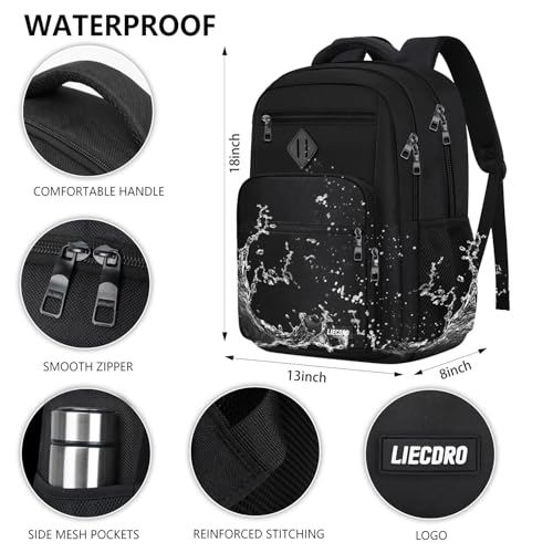 LIECDRO Black Backpack for Men