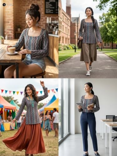 Image of Leriya Fashion Short Kurti for Women | Women's Floral Printed Rayon Short Kurta | Top for Woman | Comfortable, Office & Casual Kurtis for Jeans, Leggings & Trousers