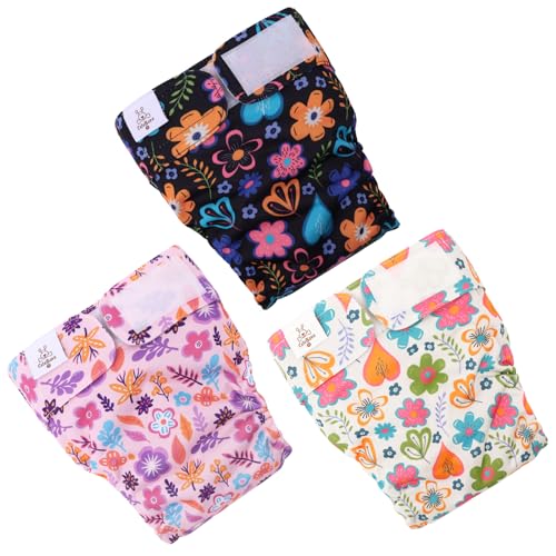 Image of CuteBone Washable Dog Diapers Female No Tail Hole 3 Pack Reusable Doggie Period Training Pants for Docked-Tail Frenchie French Bulldog Boston Terrier Without Tail WWD19M