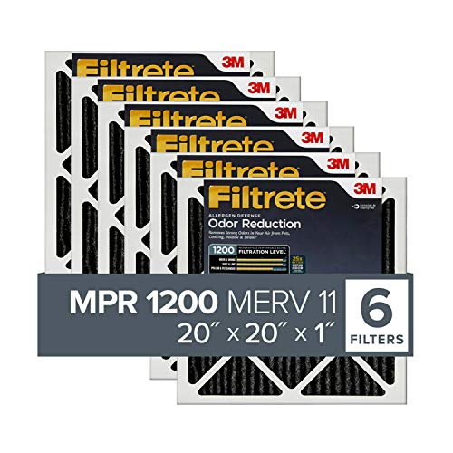 Filtrete 20x20x1, AC Furnace Air Filter, MPR 1200, Allergen Defense Odor Reduction, 6-Pack (exact dimensions 19.69 x 19.69 x 0.81)