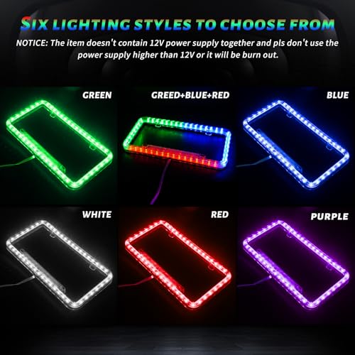 Eing U22-LEDCPK2-RED License Plate Frame Auto 12 V 54 Led Color Light Acrylic License Plate Cover,2 - Pack, Red Light thumb #5