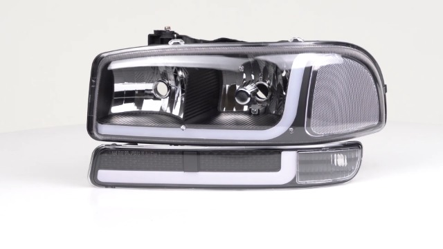 LED DRL Headlights 99-07 LED DRL Black/Clear Headlight Assemblies Bumper Lamps For 1999-2007 GMC Sierra 1500/2500 2003 Gmc Sierra Headlight Bulb - Foto 4
