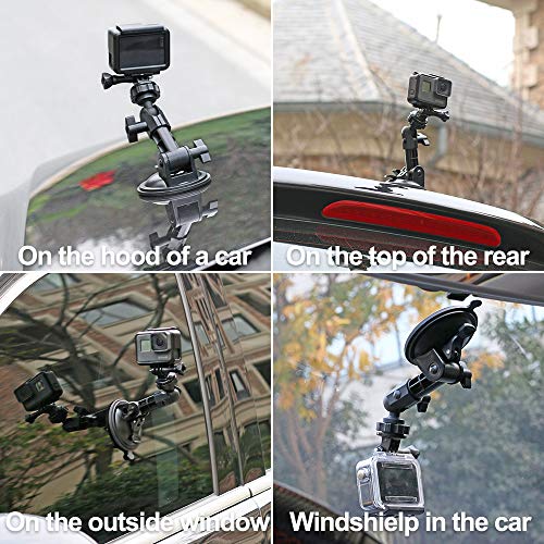 Powerful Suction Cup Camera Car Mount With Tripod Adapter And Phone Holder For Gopro Hero 11/10/9/8/7/6 Black, Iphone,Dji Osmo Action, Samsung Galaxy, Google Pixel And More (3.3 * 3.3 * 5.6In) #TOP5