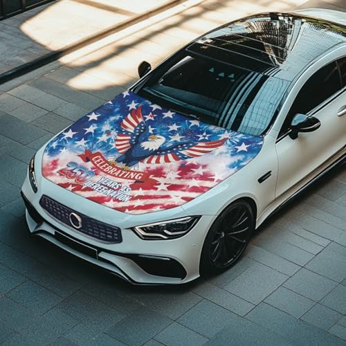 Image of 250th Ann American Car Hood Cover Polyester,Engine Protection Cover,Elastic Fabrics Can be Washed,Car Bonnet Banne