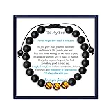 MFTRADING Beaded Bracelet for Son Gifts To My Son from Mom Dad Christmas Birthday Gift Wrap Strand B