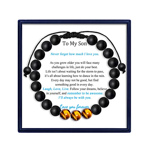 Mftrading Beaded Bracelet For Son Gifts To My Son From Mom Dad Christmas Birthday Gift Wrap Strand Beads Nature Stone Bracelets For Men #TOP1