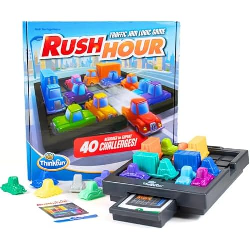 ThinkFun - Rush Hour | Juguetes Niños 8 Años o Más | Juego Mesa con 40 Desafíos | Juego de Mesa 8 Años Lógica | Rompecabezas Niños | Regalo Navidad