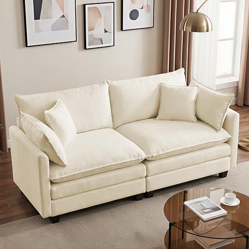 OwgeinSet 78" Modular Cloud Couch with Pillows, Beige