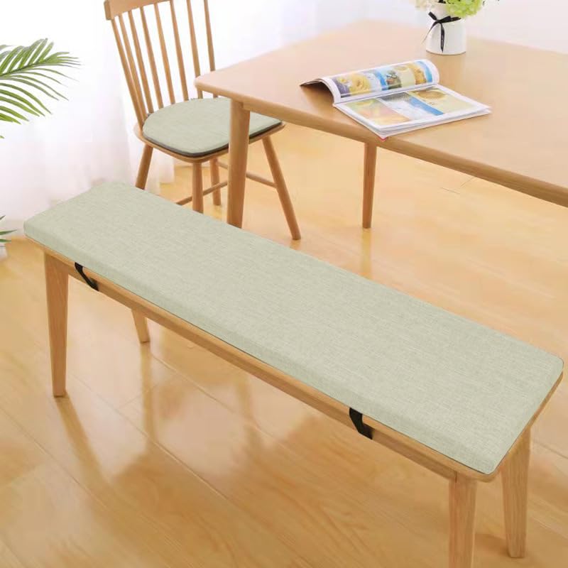 Cojín de banco de 130x50 cm lavable marrón de 3 cm para patio y comedor