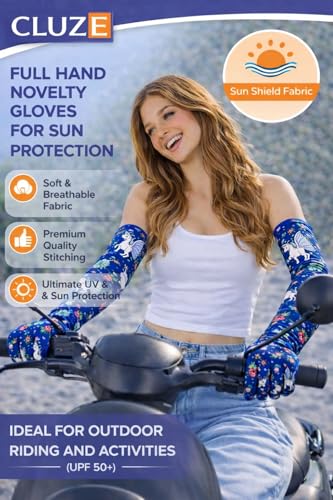 Image of Women's Driving Gloves, Printed Cotton Full Hand Summer Gloves for Protection from Sun Burn /Heat /Pollution (Pack of 1 Pair)