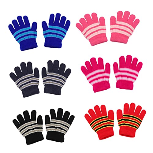 LIFKOME Boys/girls Winter Knitted Gloves 2-5 Years Old Boys and Girls Warm Gloves Stripe Design Random Color