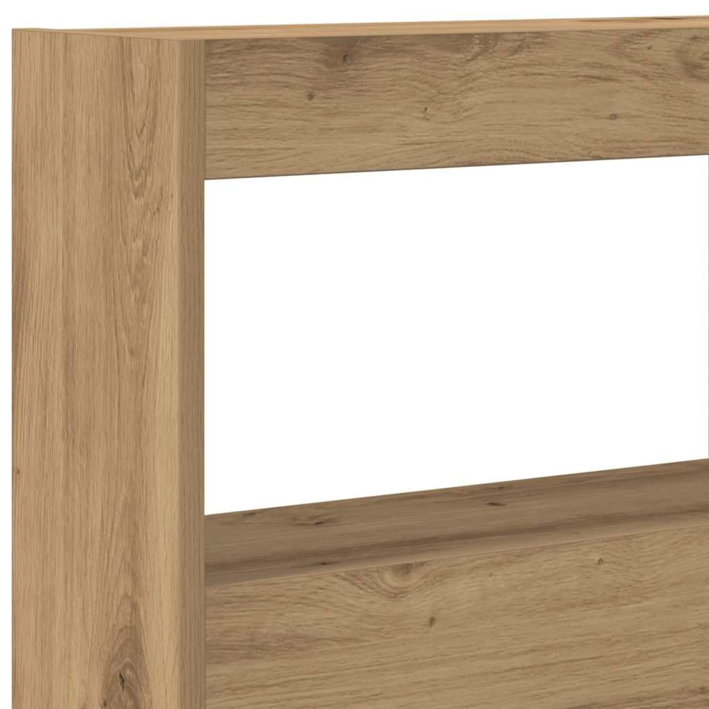 vidaXL Tête de lit en chêne artisanal avec LED et rangement – Tête de lit en bois d'ingénierie RVB