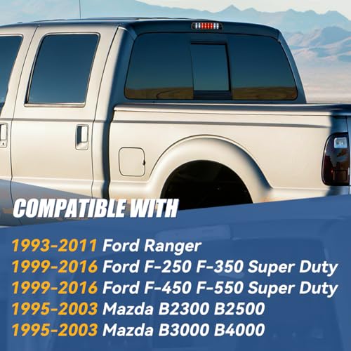 Image of Auto Dynasty LED Third Brake Light for 93-16 Ranger Explorer Sport Trac | 3rd Brake Light for 93-16 Ranger Sport Trac B-Series F-250 F-350 Super Duty, High Mount Stop Light Cargo Lamp, Black Housing
