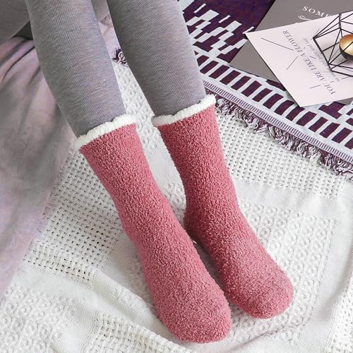 Image of EBMORE Womens Fuzzy Socks Fleece Fluffy Cabin Plush Warm Sleep Soft Cozy Winter Adult Socks