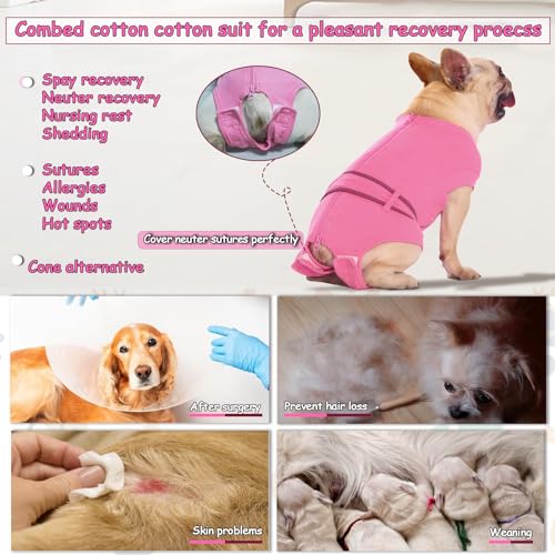 Image of Dog Female Spay Recovery Suit Large Pink,Male Neuter Surgery Recovery Shirt,Pink L