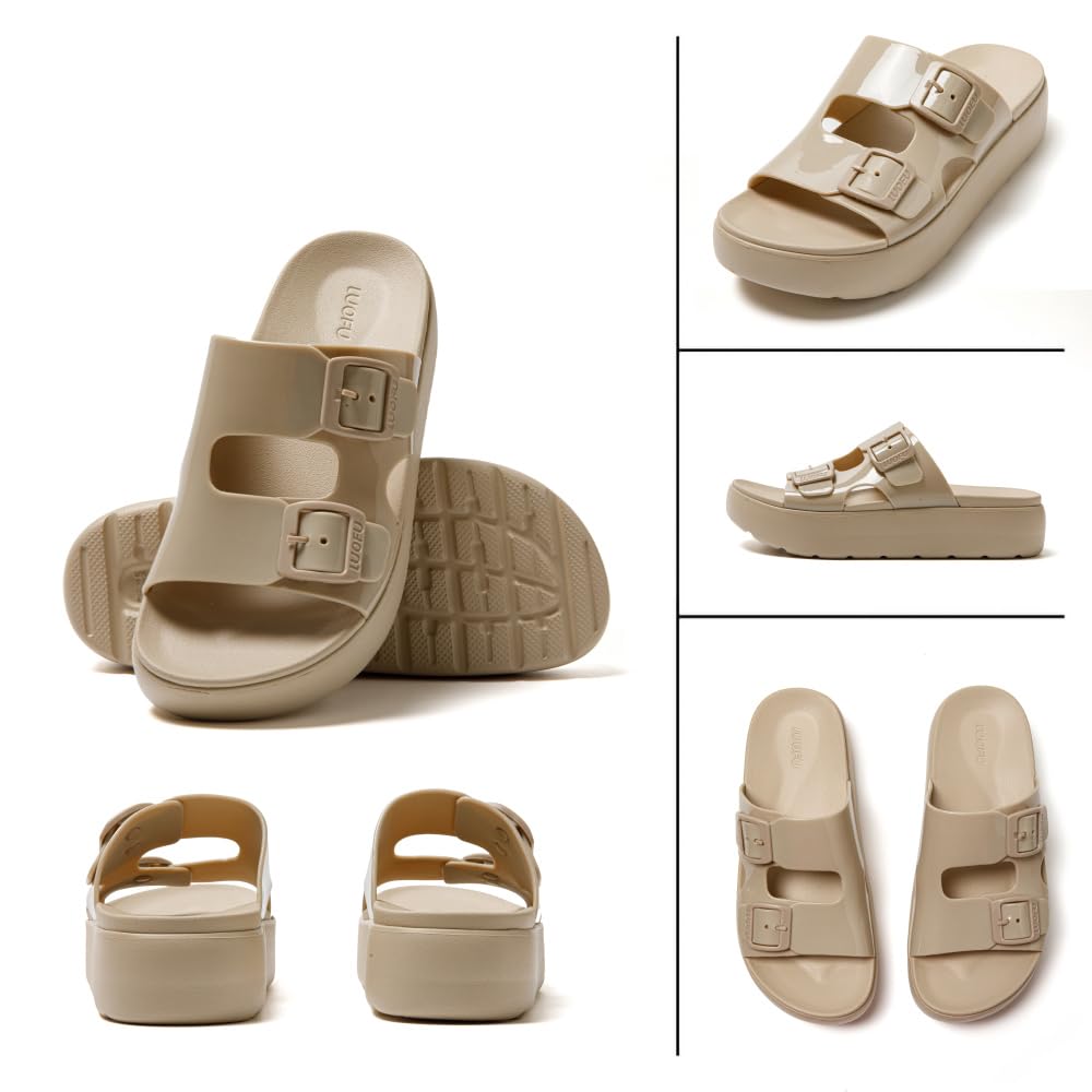 JOTA KA Sandalias Plataforma Mujer – Chanclas con Doble Hebilla, Suela Gruesa Antideslizante, Estilo Confort Diario