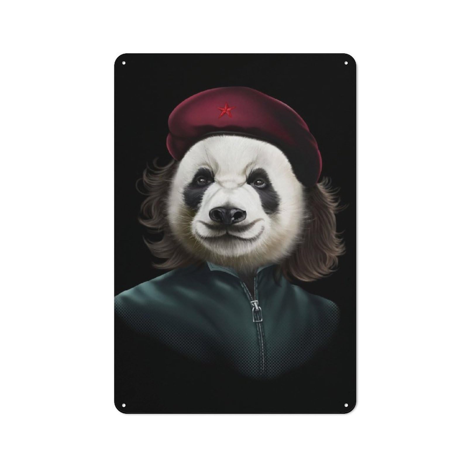 Junmoney Giant Panda Che Guevara Rustic Metal Sign 30X20cm Featuring For Garage Wall, Suited To Garage Decor Collectors