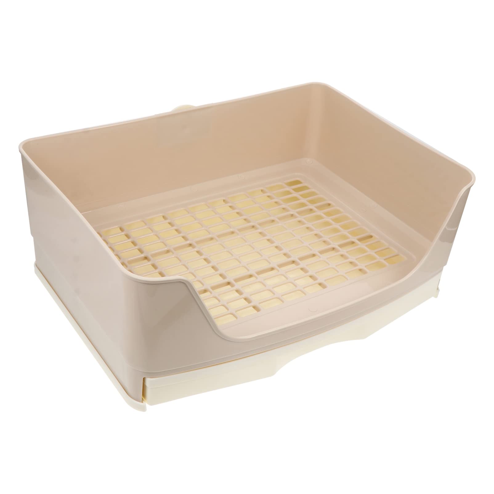 BESPORTBLE Große Kaninchentoilette aus Kunststoff mit Viel Platz und Spritzschutz für Erwachsene Kaninchen und Meerschweinchen Beige Toilettentablettbox für Kleintier Ecke
