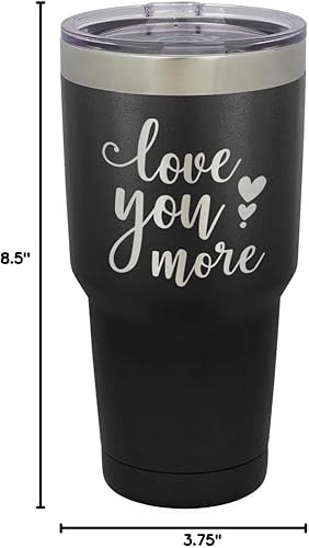 Miniatura 10 de Love You More - Vaso negro de 30 onzas con popote y tapa superior deslizante  Taza de viaje de acero inoxidable  Comparar con Yeti Rambler