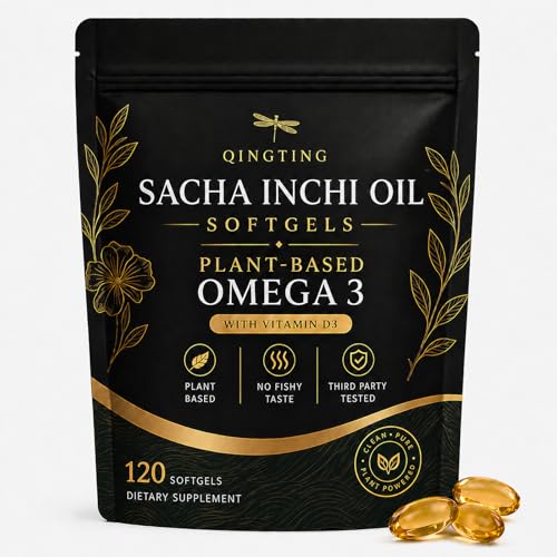 Sacha Inchi Oil Plant-Based with Vitamin D3 Vegan Alternative to Fish Oil for Skin 120/Bag