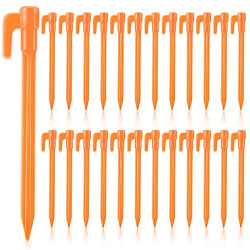 24 Pack Orange Plastic Tent Stakes