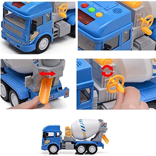 Image of Toy Truck Diecast Cars Truck with Light and Sound Pull Back Vehicles Toy Trucks for Kids ?Colors as Per Stock? (FT Cement Mixer)
