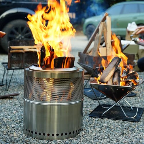 Incinérateur d'extérieur portable en acier inoxydable pour le camping, la cour, le jardin, les poêles chauffants, foyers, utilisation en intérieur/extérieur, idéal pour l'élimination des déchets de