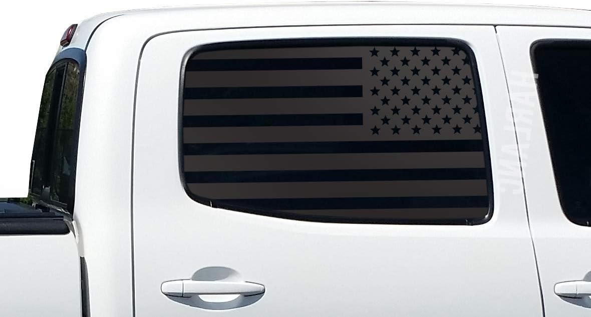 USA American Flag Decals for Toyota Tacoma in Matte Black for Crew Cab windows | Fits 2nd Generation 2005-2015 | TP7.A