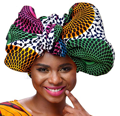 SHENBOLEN African Traditional Wax Print Head wrap Headwrap Scarf Tie,One Size