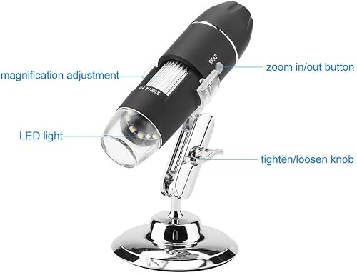 Miniatura 2 de Microscopio digital, microscopio electrónico digital de mano Walfront Lupa 1000X 8 LED Soporte de observación ajustable, salida AV analógica para TV