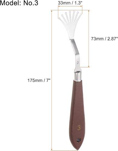 Miniatura 2 de 2pcs No.3 Paleta Cuchillos 1.299 in Ancho Acero Inoxidable Triangular Dentado Espátula Pintura Cuchillo de Paleta con Mango de Madera para Óleo
