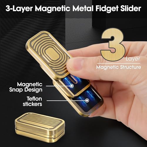 Image of Magnetic Fidget Slider 3 Layer, Fidget Toys Adults for Stress Relief ADHD Anxiety with Click Sound, Portable Desk Fidget Gadget, Gifts for Boyfriend Husband Father