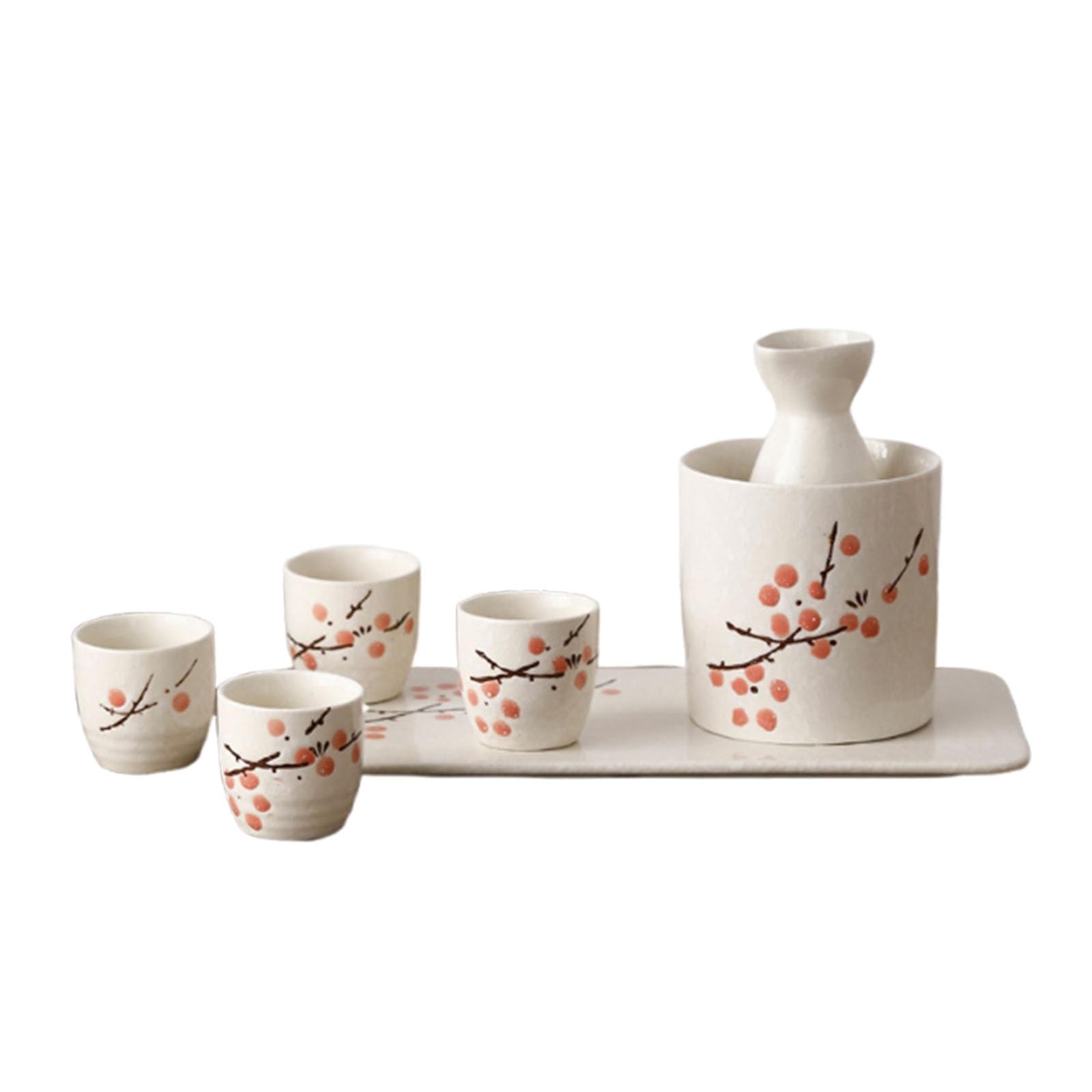 Lot de 7 chauffe-sakés en céramique traditionnelle japonaise avec tasses peintes à la main pour saké chaud, idéal pour recevoir et offrir