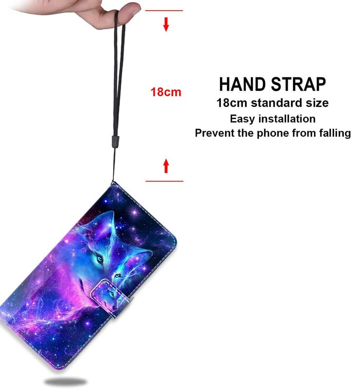 KARTXITAI Cover Compatibile con Alcatel 3L 2020 PU Pelle TPU Silicone Portafoglio Magnetica con Disegni Motivo Animale Flip Custodia in Libro Slot Schede Custodia-Lupo,Colorato